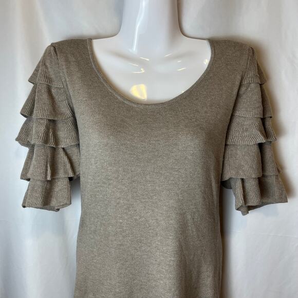 Spring & Clifton Women’s Tiered Ruffle Sleeve Sweater Dress Cashmere Silk Luxury - Picture 5 of 6